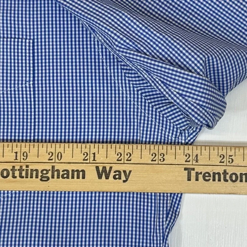 J. Crew Haberdashery Mens XL Blue Gingham 80s 2-Ply Cotton Button Down Shirt VTG